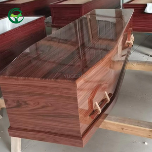オーストラリアE0接着剤MDF HDFチップボード用OEM工場のヨーロッパ成人葬儀用光沢棺レッドウッド紙ベニヤ英国棺 - Product Image 4