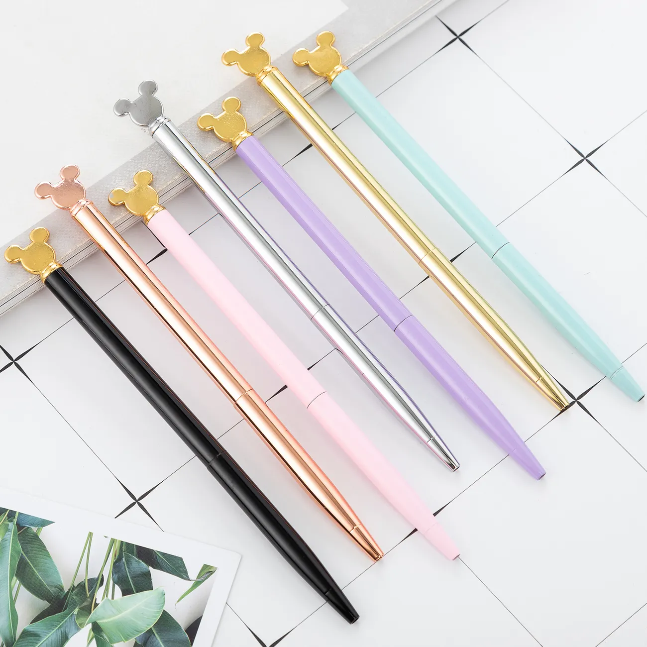 Youjin 2020 new novelty custom logo cute metal pen candy color gift mickey head pen for children