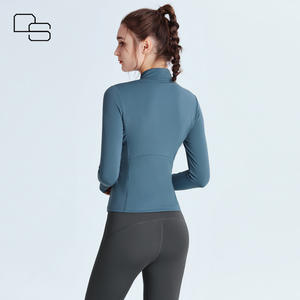 कस्टम काले हरे रंग की लंबी आस्तीन त्वरित सूखी महिला योग शीर्ष पर - Product Image 2