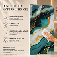 Revêtement mural en PVC MORLENX, feuille de marbre UV agate or émeraude bleu-vert, pour projet de réception de complexe hôtelier de luxe