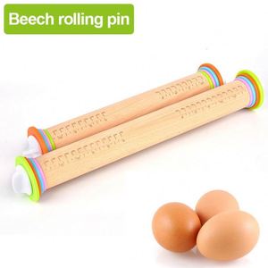 Rouleau à pâtisserie en bois réglable pour Noël, idéal pour la cuisson de pizzas, la pâte à sucre et la pâtisserie, avec mesures, accessoires de cuisine - Product Image 5