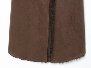 Abrigo Largo Informal de Moda con <span class=keywords><strong>Cuello</strong></span> de Piel Sintética Negra y Cinturón, Estilo <span class=keywords><strong>Mao</strong></span> <span class=keywords><strong>Mao</strong></span>, para Otoño - Product Image 4