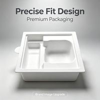 Emballage de vente au détail pour téléphone avec plateau intérieur, câble de chargeur et emplacements pour carte SIM, insert en pulpe moulée biodégradable, boîte cadeau de marque