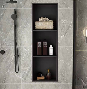 Niche de douche moderne noire en acier inoxydable 304 avec éclairage LED 24"x12" – Insert mural encastré pour salle de bain - Product Image 4