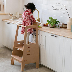 <span class=keywords><strong>Torre</strong></span> de pie de plataforma ancha ajustable de 3 alturas, <span class=keywords><strong>torre</strong></span> de aprendizaje de madera contrachapada de abedul para niños pequeños con riel de seguridad para cocina y baño - Product Image 2