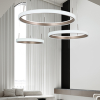 Haute Luminosité Or Blanc Lustres Ronds Fer Acrylique Aluminium 284w Led Anneau Pendentif Lumière