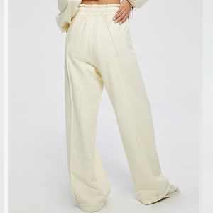 French Terry Plus Size Blank Sweatpants Lady Custom Logo High Quality Wholesale <strong>Straight</strong> Oversized OEM Wide <strong>Leg</strong> <strong>Jogger</strong> for <strong>Women</strong> - Product Image 4