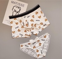Ensemble de sous-vêtements assortis pour couple, caleçons pour homme et bikini pour femme avec imprimé ours, style japonais mignon