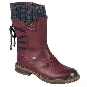 Bota Feminina de Cano Médio com Salto Quadrado e Tira Traseira, Estilo Europeu, Tamanho Grande, Nova Coleção Outono/Inverno - Product Image 5