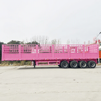 Semi-remorque à 4 essieux pour le transport de bétail et de marchandises, capacité de 80 tonnes, avec clôture à piquets, pour le transport de céréales, de bétail et de légumes