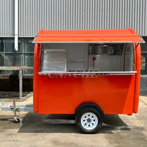 Carrito de Comida Móvil, Remolque de Comida para la Calle, Carrito de Helados y Café Redondo, Comercial, Pequeño, con Certificación CE - Product Image 1