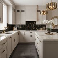 CBMmart Armoire de cuisine moderne bicolore en panneau mélaminé laqué, peinte sur mesure, toutes couleurs, armoire de cuisine personnalisée