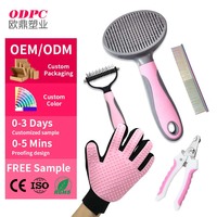 Kit de toilettage pour animaux ODPC Shed-Free-Living 5 pièces : brosse autonettoyante, râteau, gant pour chiens et chats – Professionnel, pour la maison et le salon, vente en gros