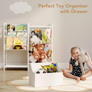 Estantes de libros multifunción para guardería con caja de juguetes de cuero y organizador de juguetes para exhibición de libros, estante de almacenamiento para sala de juegos - Product Image 3