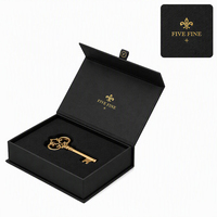 Boîte d'emballage pour clés en carton noir gaufré faite à la main - Boîte cadeau personnalisable pour porte-clés et anneaux de clés avec structure rigide