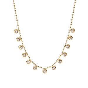 قلادة عنق من الفولاذ المقاوم للصدأ مطلية بالذهب بالجملة للنساء فتاة حجر الراين سحر العصرية سلسلة ربط هندسية المجوهرات - Product Image 4