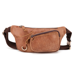 Dujiang Men's Genuine Leather Chest <b>Bag</b> Large Capacity Zippered Outdoor Casual Crossbody <b>Bag</b> - Product Image 5