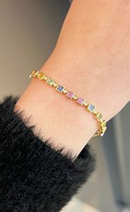 Xinfly Multicolored <b>Rainbow</b> Natural Sapphire 1.50cts 18k Gold Tennis <b>Bracelet</b> - Product Image 2