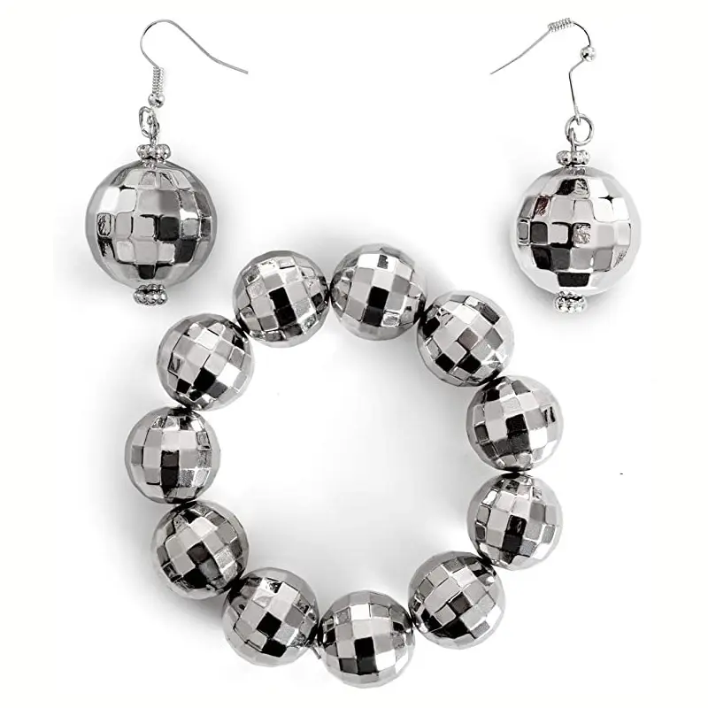 Хит продаж, новые 3 шт., набор из сережек и ожерелья для диско-вечеринки в американском стиле