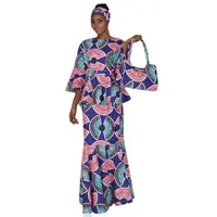 Conjunto de top y falda para mujer, ropa africana, Vestido largo de sirena con bufandas a juego