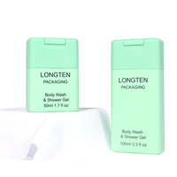 Bouteille en plastique rectangulaire en HDPE pour savon liquide cosmétique, shampoing et lotion, avec pompe à pression et bouchon à clapet, vente en gros sur mesure