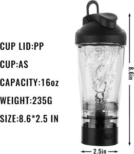 600ml Portable Tritan Fitness Electric Self Stirring Mixing <b>Shaker</b> Cup Protein <b>Bottles</b> for Gym Sports - Product Image 3