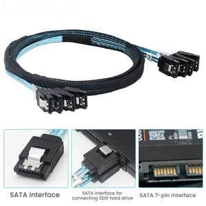 สาย SATA-III SAS 4ชิ้น/เซ็ต SATA 3.0 6Gbps HDD SDD <span class=keywords><strong>Data</strong></span> CABLE ทดแทนสำหรับคอมพิวเตอร์เซิร์ฟเวอร์ SSD HDD CD DVD drives RAID (3.3FT) - Product Image 2