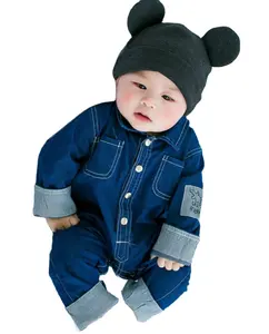 Baby clothes New product vintage baby ruffle romper jeans Denim suit baby boy romper