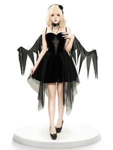 Costume de cosplay d'Halloween pour femmes, tendance 2026, <span class=keywords><strong>ange</strong></span> noir, diable rouge, robe de scène, ensemble de costumes de jeu de rôle - Product Image 5