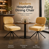 Chaise de salle à manger pivotante en cuir PU de qualité supérieure, dossier flottant, design ouvert, siège baquet, base étoile en métal, rotation 360° °   Hôtel Restaurant Café