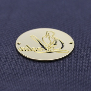 Plate High Grade Custom Engraved Texture Logo <b>Brushed</b> Metal Label <b>Round</b> Gold or Custom Color Bags Accessories Sampling Accepted - Product Image 4