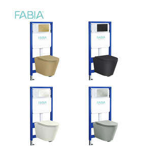 Châu Âu phòng tắm hiện đại đa màu Nhà vệ sinh bát WC không có vành tường treo một mảnh nhà vệ sinh màu đen với Cơn Lốc Xoáy Đỏ bừng hệ thống - Product Image 2