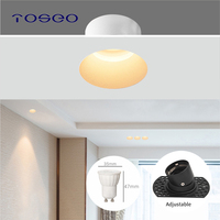 TOSEO Spot encastré anti-éblouissement noir 1 tête en aluminium moulé sous pression avec support de lampe GU10 pour plafond