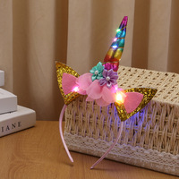 Serre-tête Licorne Lumineux pour Enfants, Guirlande de Cheveux Clignotante à LED pour Filles, Idéal pour Mariages, Fêtes d'Anniversaire et Décorations de Noël
