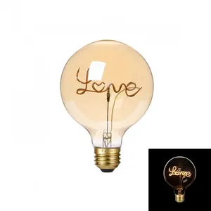 New Favorite LED Filament Bulb Hello Love Letter Base 4W Glass Clear Amber G125 Series Dimmable LED Decorative Light