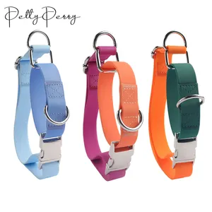 Novo Design De Luxo Impermeável Duplo Anel Personalizado Cor Dog Collar Pvc Martingale Dog Collar Para Treinamento