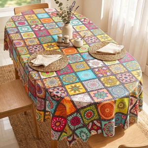 Tovaglia Ovale in Poliestere con Motivo Floreale in Stile Bohémien per Feste e Decorazione della <span class=keywords><strong>Tavola</strong></span> <span class=keywords><strong>da</strong></span> Pranzo - Product Image 1