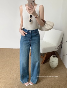 Jean baggy pour <span class=keywords><strong>femme</strong></span> YUANBOFEI – Jean décontracté vintage de haute qualité à taille haute et jambe large en denim, <span class=keywords><strong>style</strong></span> simple tissé pour l'automne - Product Image 2