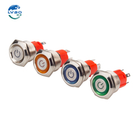 Interrupteurs à bouton-poussoir momentanés LVBO 1NO/2NO RGB Rouge Vert Bleu Blanc Jaune IP67 Étanche 19mm 48V Haute Intensité