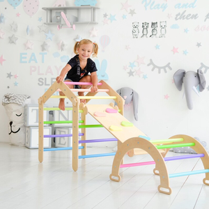 Arco y rampa de gimnasio de juego interior de madera para niños Juego de escalada Montessori - Product Image 4