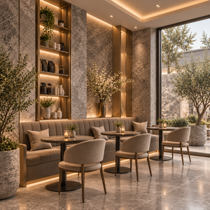 Comptoir de bar personnalisé en pierre avec écran LED pour la décoration intérieure de restaurant et de café - Product Image 3