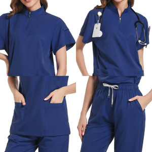 Women's <b>Scrub</b> <b>Set</b> Blue Two Piece Short Sleeve Moisture Wicking Hospital Uniforms - Product Image 2