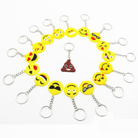Llavero de goma suave con diseño de cara sonriente de dibujos animados, duradero, divertido, con impresión digital, para regalo promocional o recuerdo de fiesta, venta al por mayor