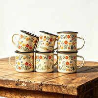 Mug en acier émaillé classique de 24 oz grande capacité, couleur crème beige, pour café et whisky, idéal pour le camping et les pique-niques en extérieur