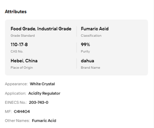 Ácido Fumárico Premium 99% Cristales Blancos |   Regulador de Acidez E297 de Grado Alimenticio para Alimentos y Bebidas, Suministro a Granel - Product Image 6