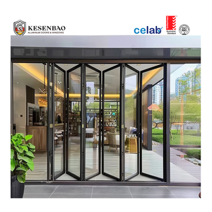 フランスのハリケーンプルーフ折りたたみ式アルミ合金二つ折りドアフライスクリーンパティオガラスドアシステム - Product Image 1