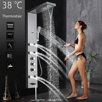 Colonne de douche noire murale en acier inoxydable