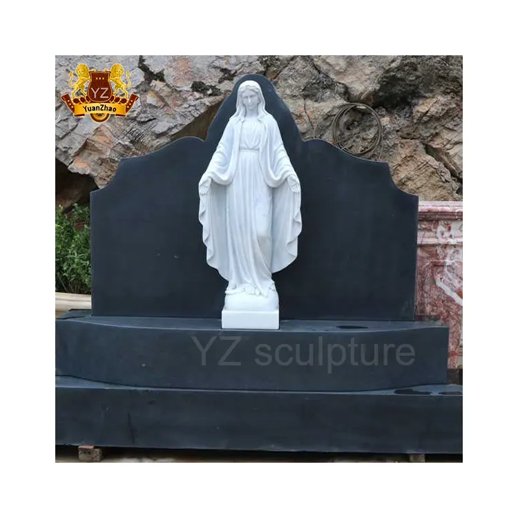 Wholesale Cemetery Headstones And Monuments Prices Black Marble Granite The Virgin Mary Headstones