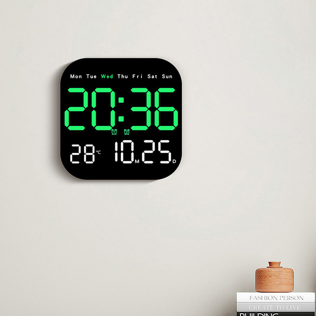 Multifunctional Large Screen Square LED Wall Clock Remote Control Digital Alarm Clock Display Calendar Temperature Table Clocks