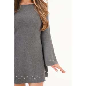 Vente en gros Robe longue grise XL grande taille, tricotée et ornée au crochet ajouré, élégante, de Thessalonique, pour femmes, pour le club et le quotidien - Product Image 2